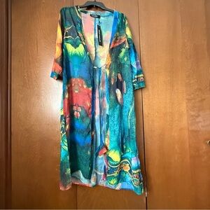 Gracila NWT  Sz Lg Vibrant Multicolor Kimono Cardigan
